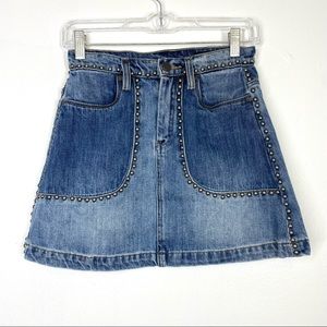 BLANK NYC Y2K Studded Mini Skirt Denim Jean Streetwear Vintage 90s Metal 24